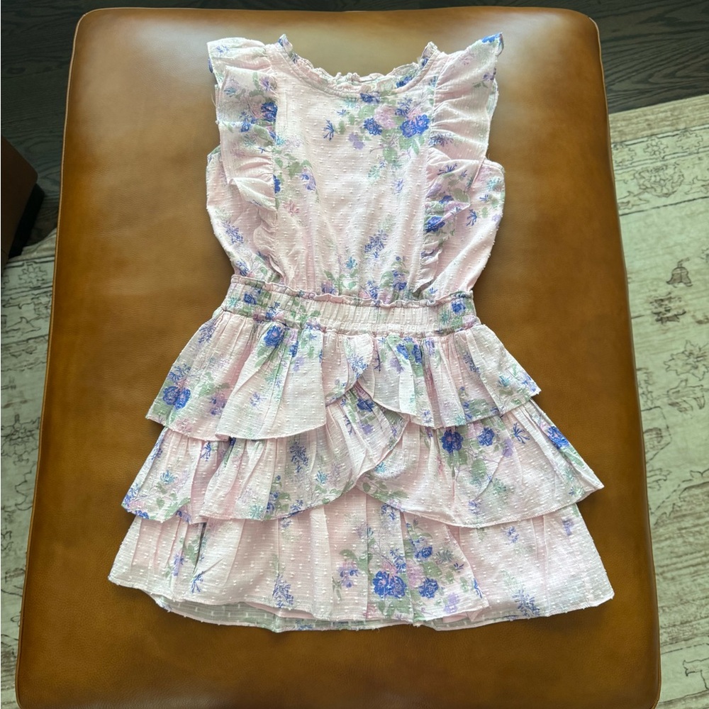 LoveShackFancy Pink and Blue Ruffled Tiered Sundress